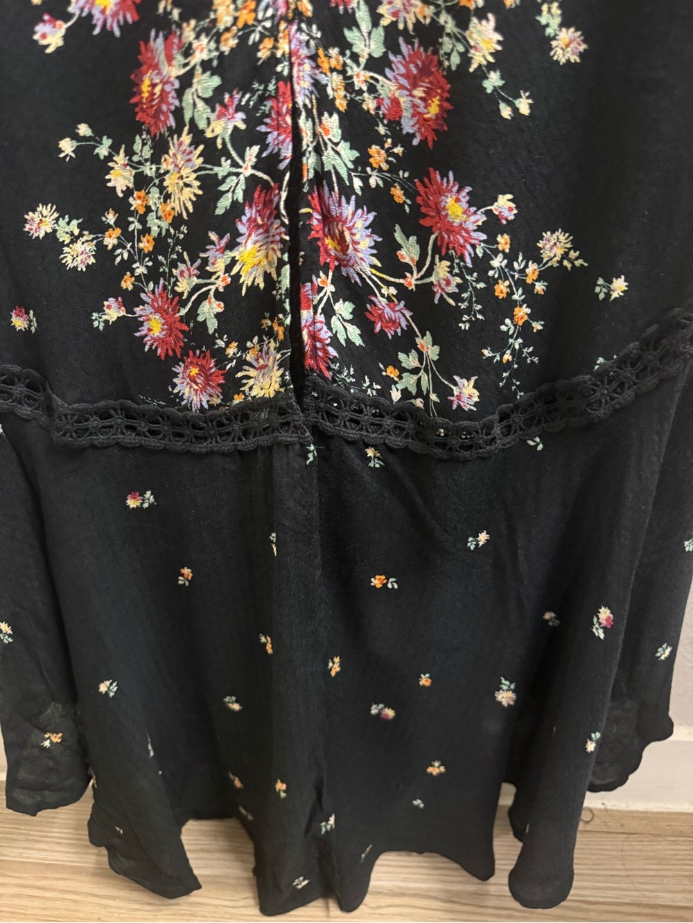 Black Floral V-Neck Slip Dress Free People Large - Picture 4 of 5